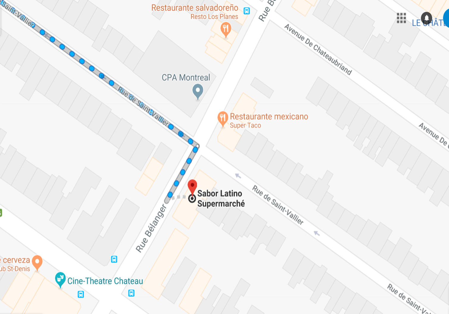 image qui montre un map de l'adresse du Sabor Latino